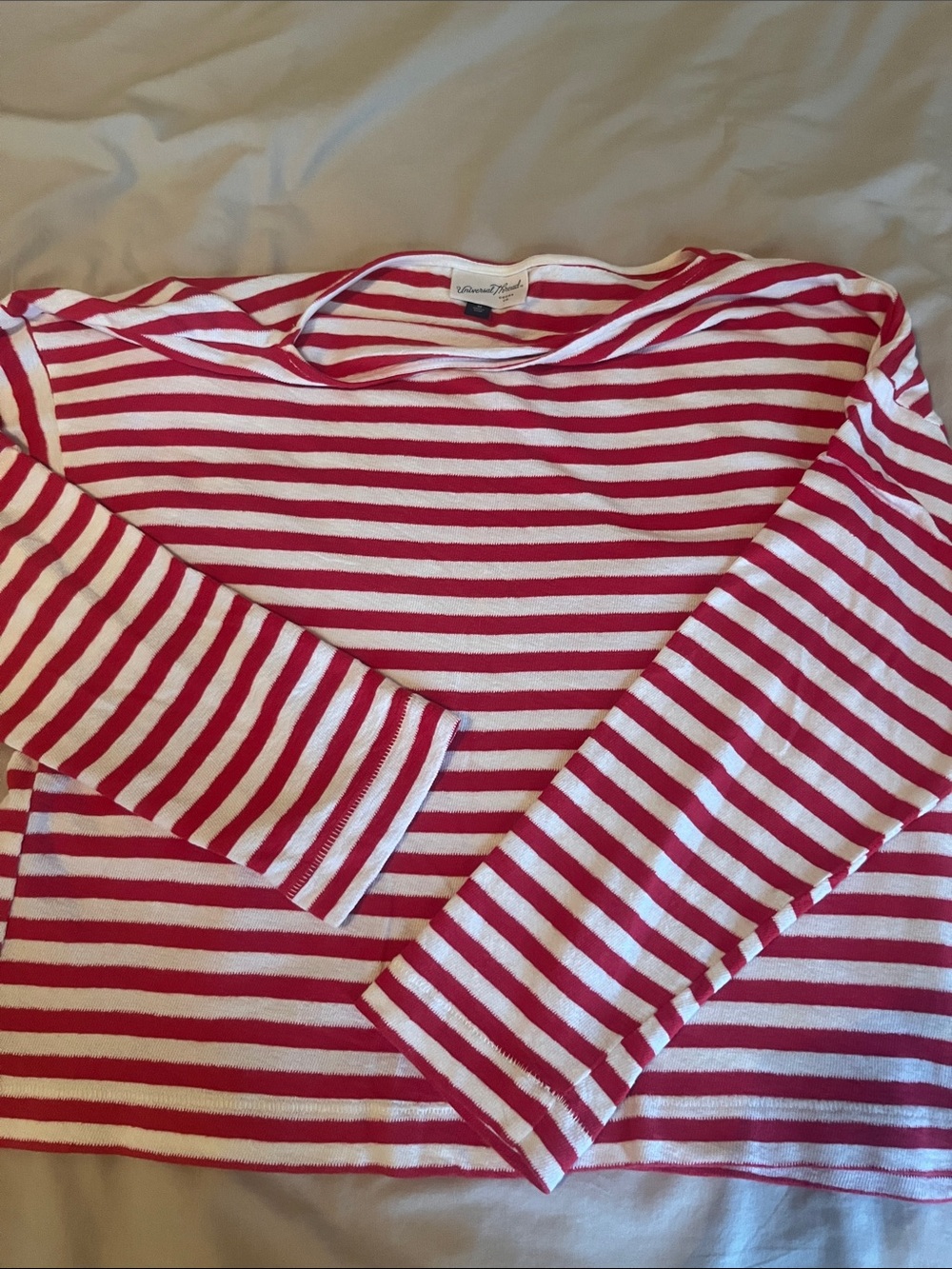 Universal Thread Red & White Striped Long-Sleeve Tee